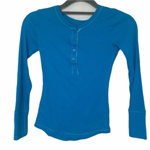 Justice Half Button Ribbed Top Blue Size 10